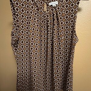 NWOT Calvin Klein Women's Tan & Deep Purple Top